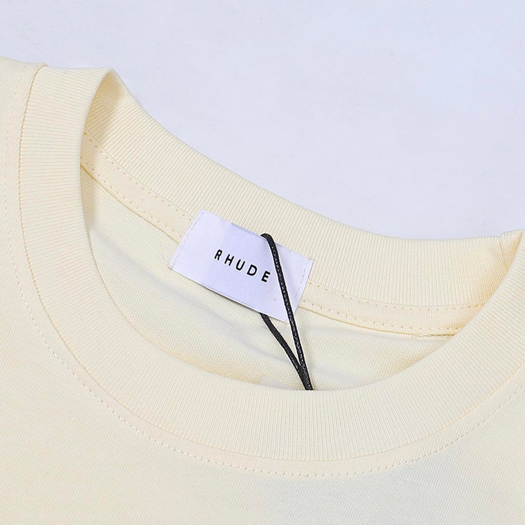 Rhude T-shirts Sturgeon Caviar Printed Cotton Short Sleeves Men and Women